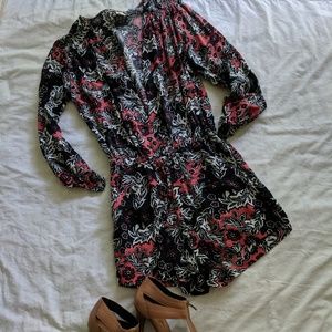 Floral, long sleeve romper